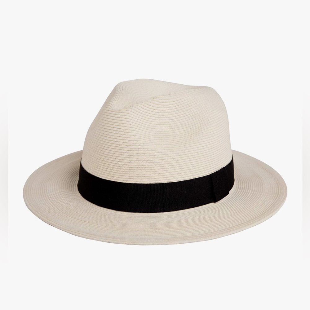 Pineapple&Star Sun Straw Fedora Beach Hat Fine Braid UPF50+ for Unisex, Medium